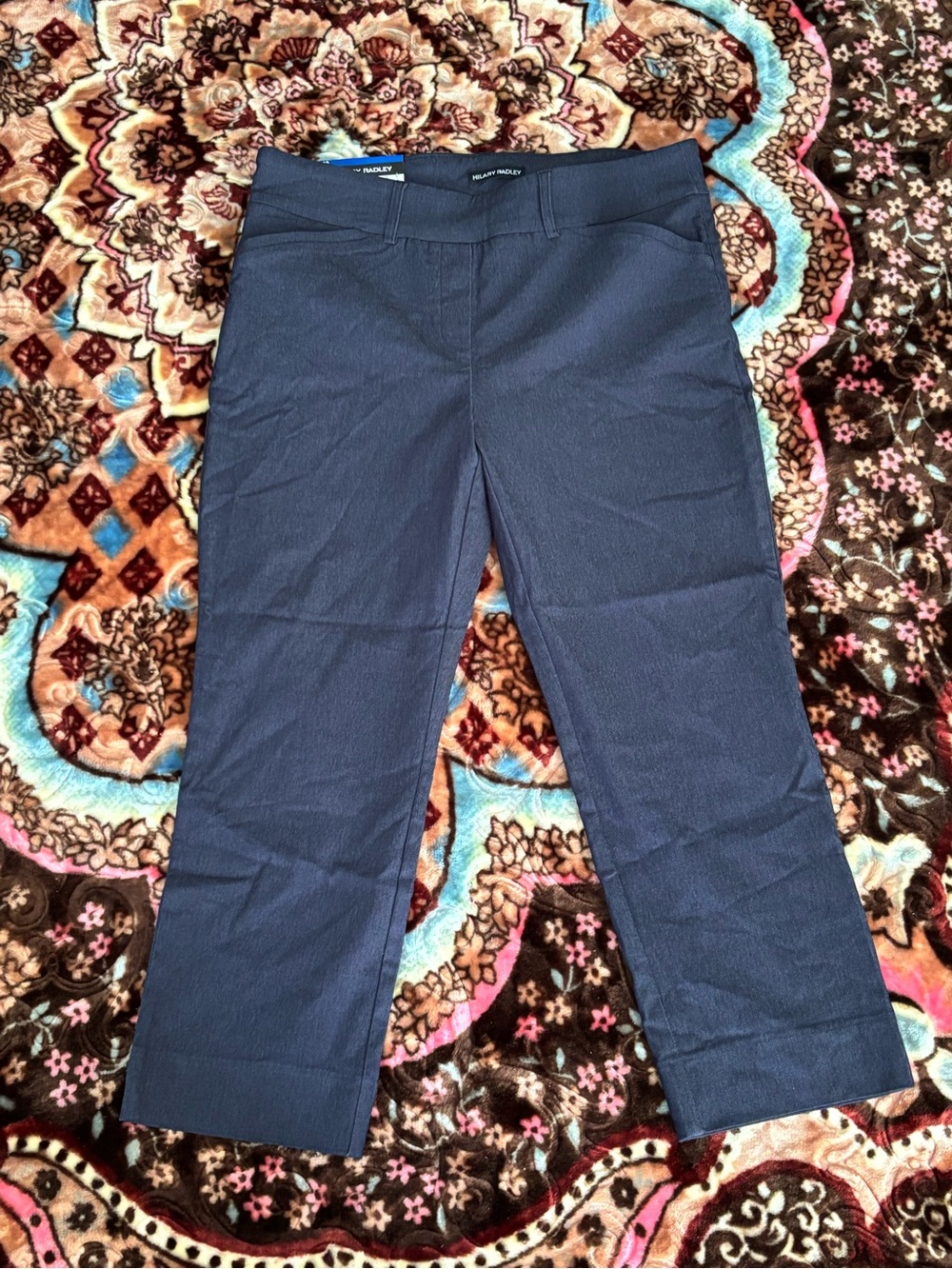 Hilary Radley Navy Cropped Straight-Leg Pants